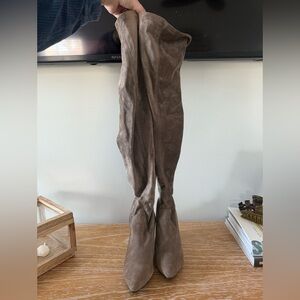 Marlo Goodnight Macaroon Over-the-Knee Suede Boot - Taupe